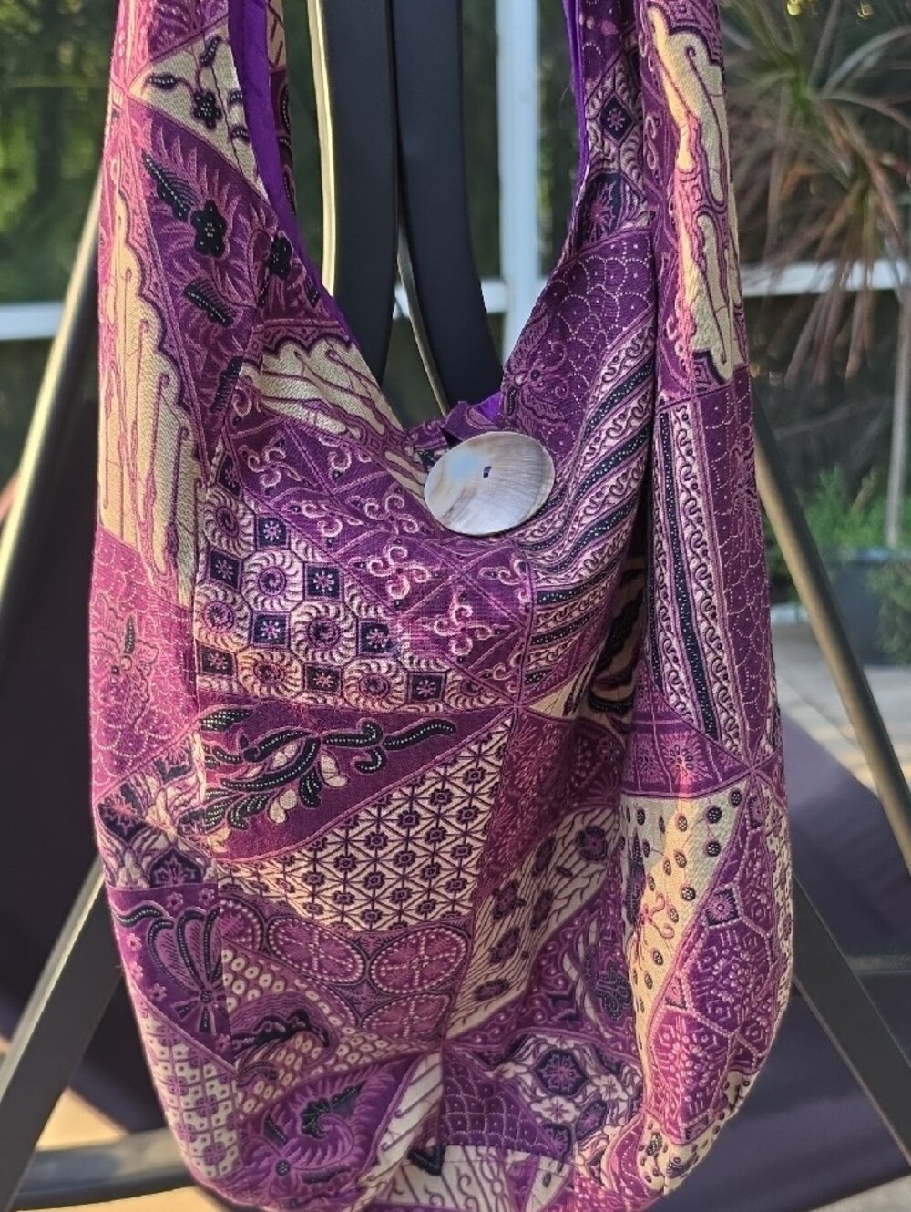 BOHO BATIK COTTON SLING BAG - Purple Patchwork Design
